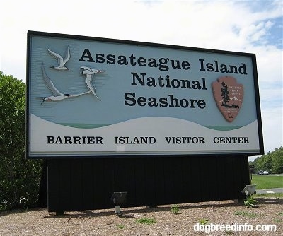 Sign that says 'Assateague Island National Seashore Barrier Island Visitor Center'