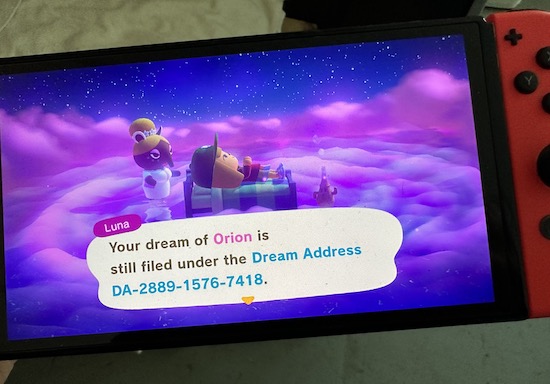Luna from the dreamworld asking Aries if she wants to update her dream from the island of Orion