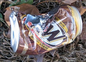 Chewed Up A&W root beer can