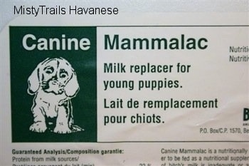 Puppy replacer milk label