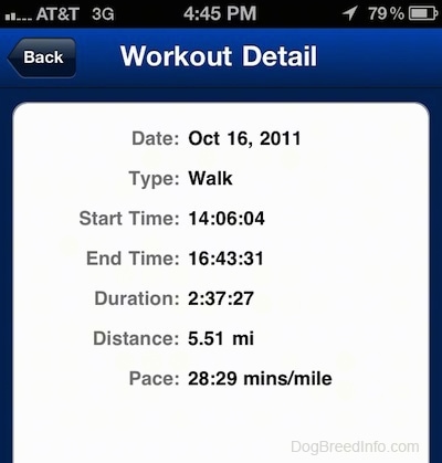 An iPhone screenshot of a 5.51 mile walk.