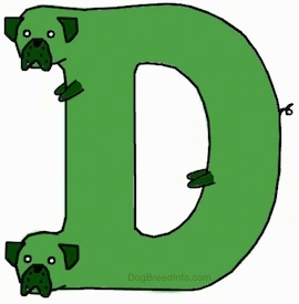 A drawn picture of a dog that is also the letter D