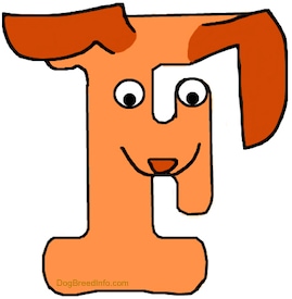 A drawn picture of a dog that is also the letter F