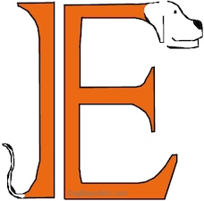 A drawn picture of a dog that is also the letter E