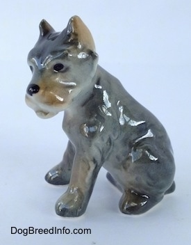 The left side of a grey with black and tan Cane Corso Italiano puppy figurine. The figurine is glossy.