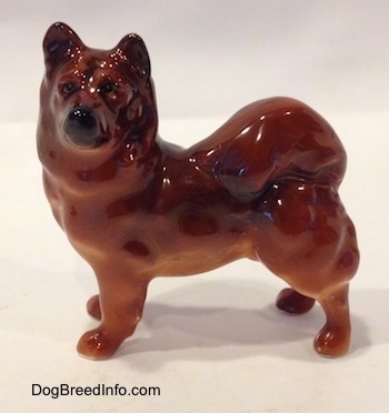 The left side of a brown Chow Chow figurine that is in a standing pose. The figurine is glossy.