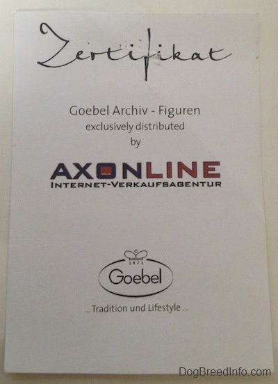 The back of a Certificare of Authenticity.