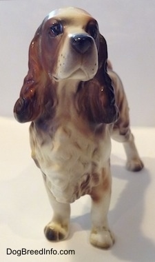 A porcelain white with brown and black Welsh Springer Spaniel standign figurine. The figurine has great face details.